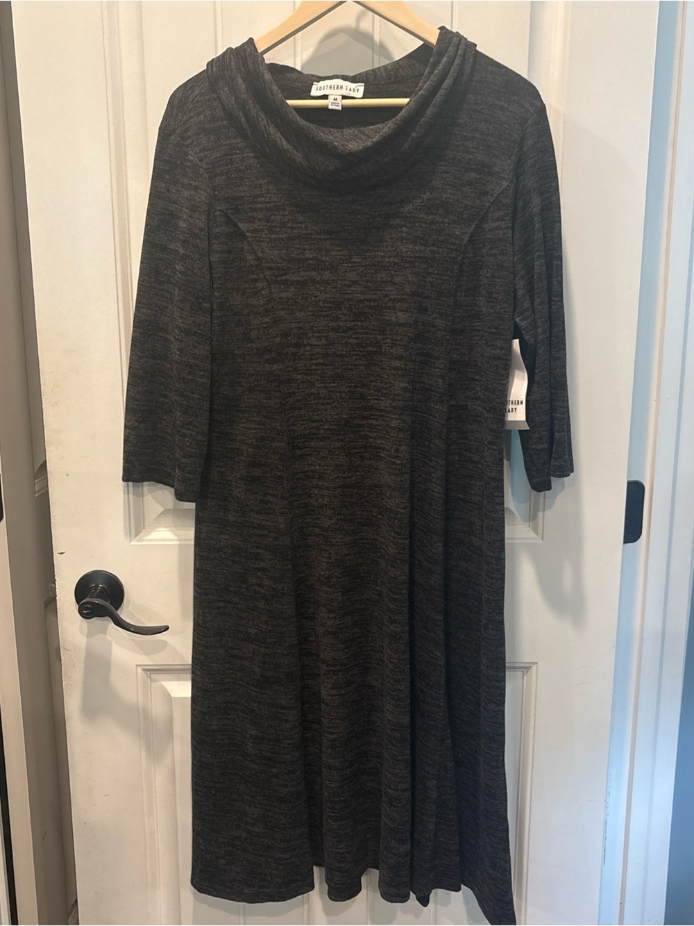 Southern Lady Charcoal Cowl Neck Midi Dress